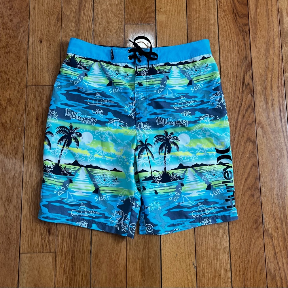 Hurley Blue and Green Board Shorts